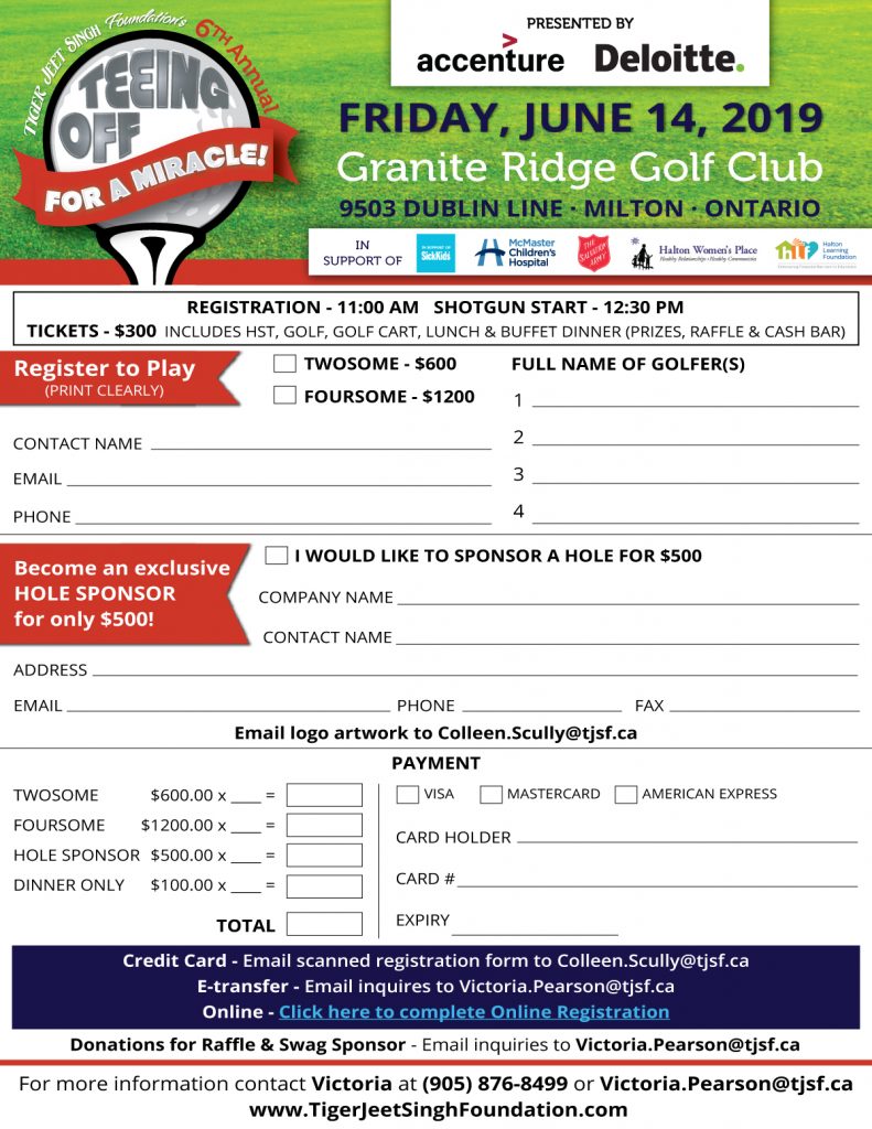 TEEING OFF with the TIGERS Registration Form - Tiger Jeet Singh Foundation